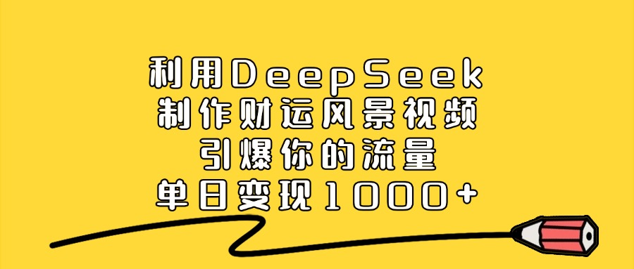 利用DeepSeek制作财运风景视频,引爆流量,单日变现1000+网创吧-网创项目资源站-副业项目-创业项目-搞钱项目网创吧