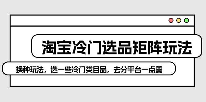 淘宝冷门选品矩阵玩法:换种玩法,选一些冷门类目品,去分平台一点羹网创吧-网创项目资源站-副业项目-创业项目-搞钱项目网创吧