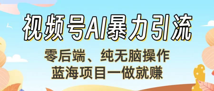 视频号AI暴力引流：零后端、纯无脑操作，蓝海项目一做就赚！【下面那个链接失效了】网创吧-网创项目资源站-副业项目-创业项目-搞钱项目网创吧