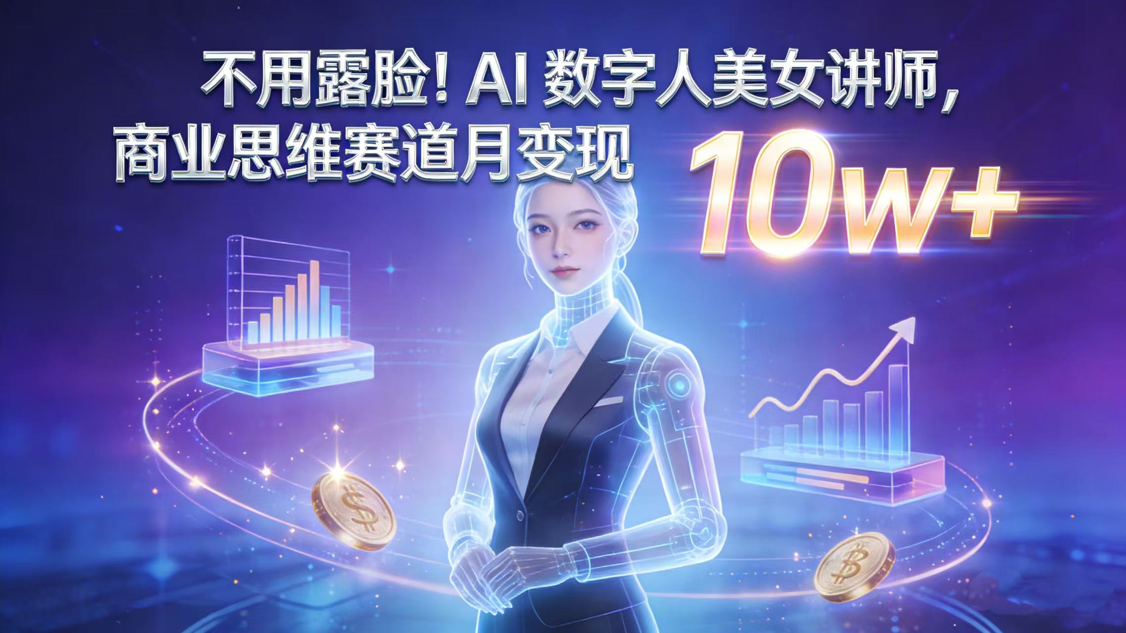 不用露脸！AI 数字人美女讲师，商业思维赛道月变现 10w+网创吧-网创项目资源站-副业项目-创业项目-搞钱项目网创吧