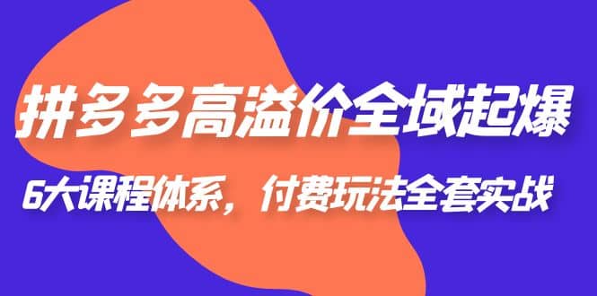 拼多多-高溢价 全域 起爆,6大课程体系,付费玩法全套实战网创吧-网创项目资源站-副业项目-创业项目-搞钱项目网创吧