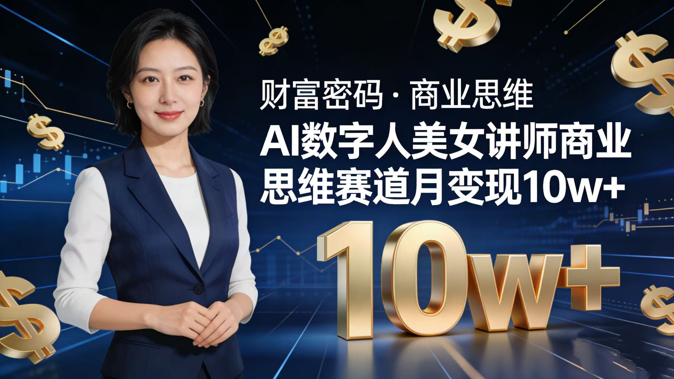 AI 数字人美女讲师！商业思维赛道咋做到月变现 10w+？网创吧-网创项目资源站-副业项目-创业项目-搞钱项目网创吧