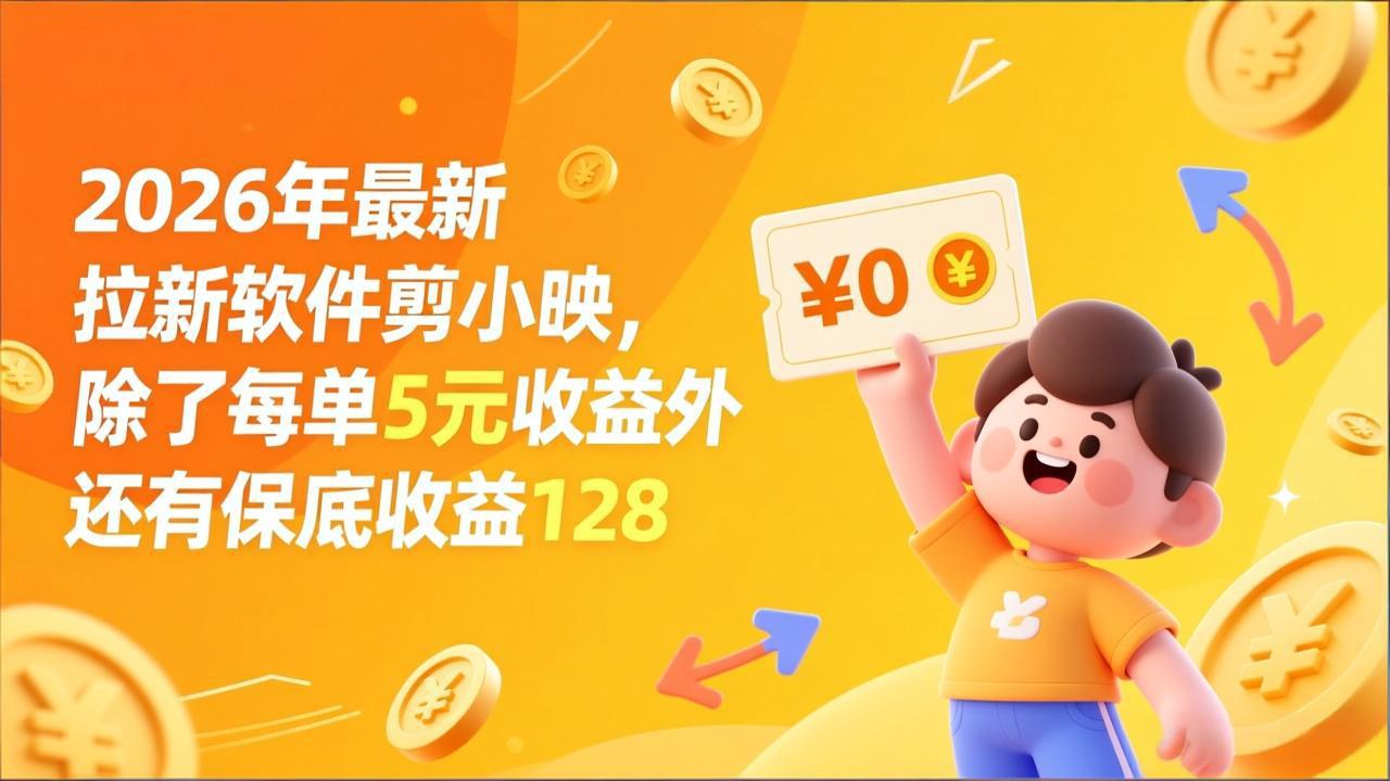 最新拉新软件剪小映，除了每单5元收益外还有保底收益128网创吧-网创项目资源站-副业项目-创业项目-搞钱项目网创吧