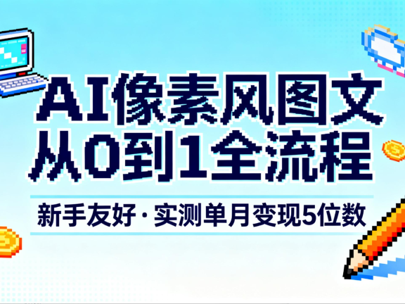AI像素风图文从0到1全流程,新手友好,实测单月变现5位数